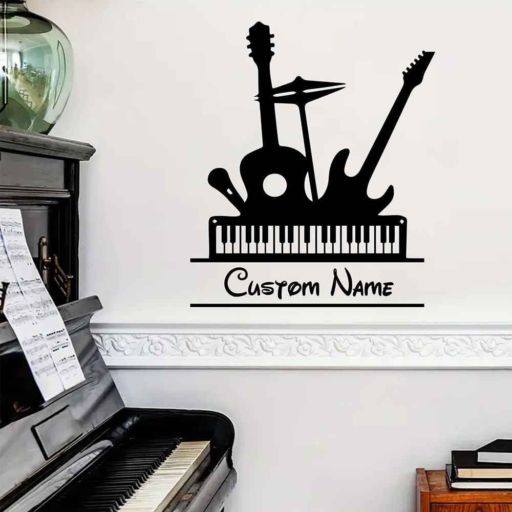 Musical Instrument With Name - 1PC Adesivo Murale in Vinile con