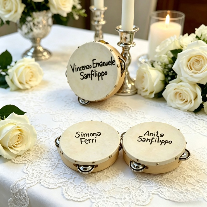 Musical Instrument With Name - 3/5 pezzi ﻿ Tamburelli Nuziali Personalizzati