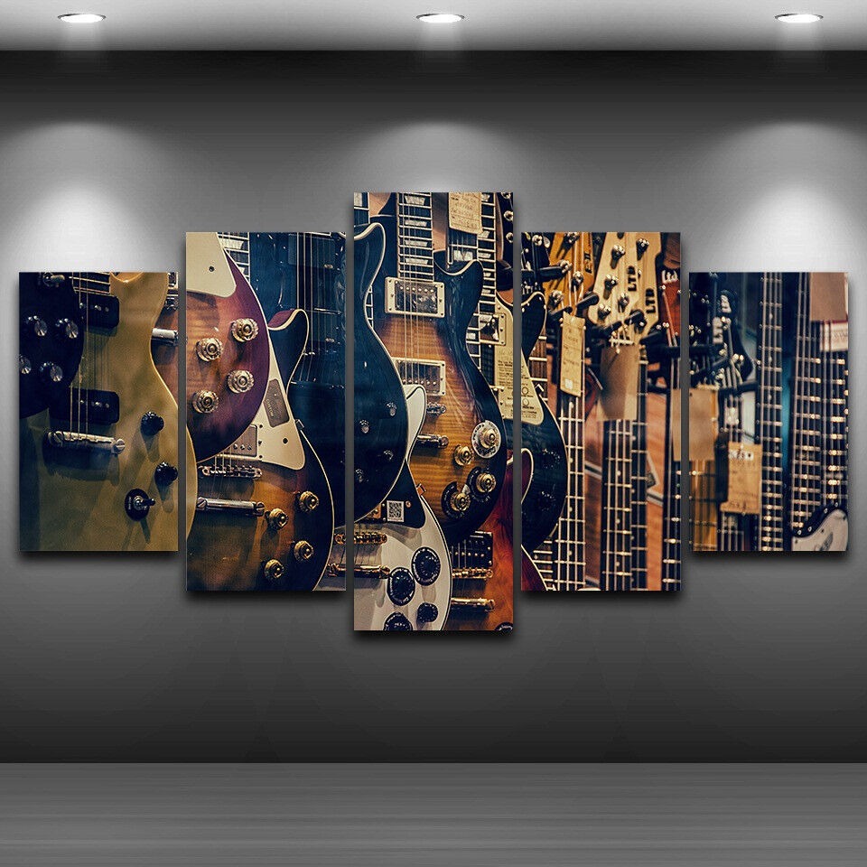 Musical Instrument In Africa - Senza cornice su tela 5 pezzi