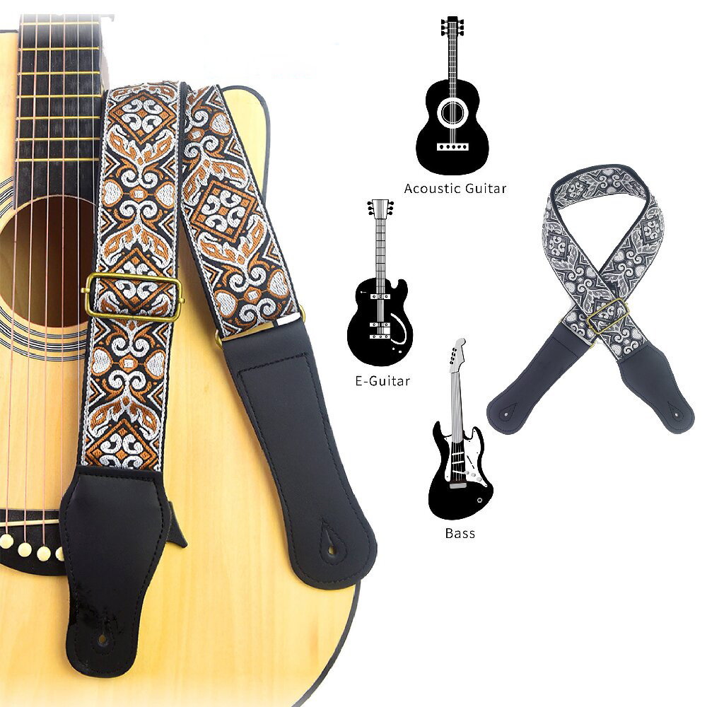 Musical Instrument Note - Tracolla per Chitarra Ricamata Stile Etnico