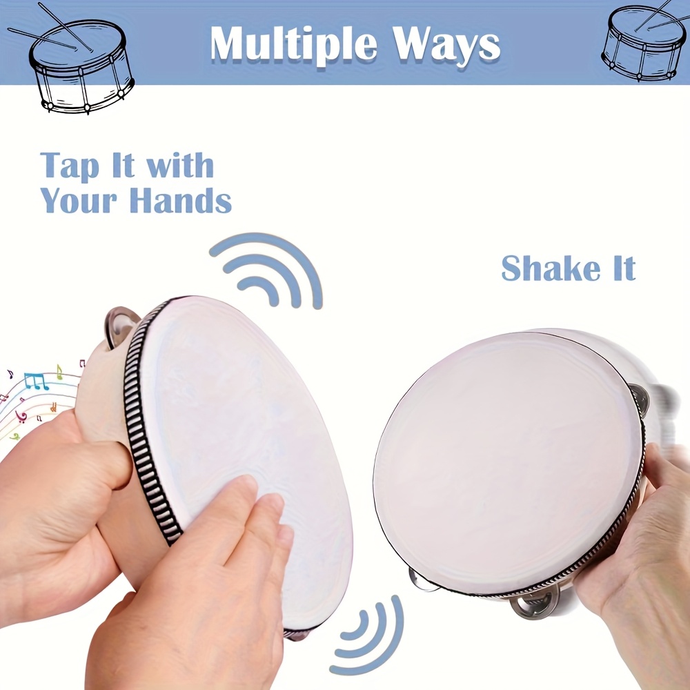1/3 Tamburelli in Legno da 6/8 - Musical Instrument Tambourine recensione e prezzo